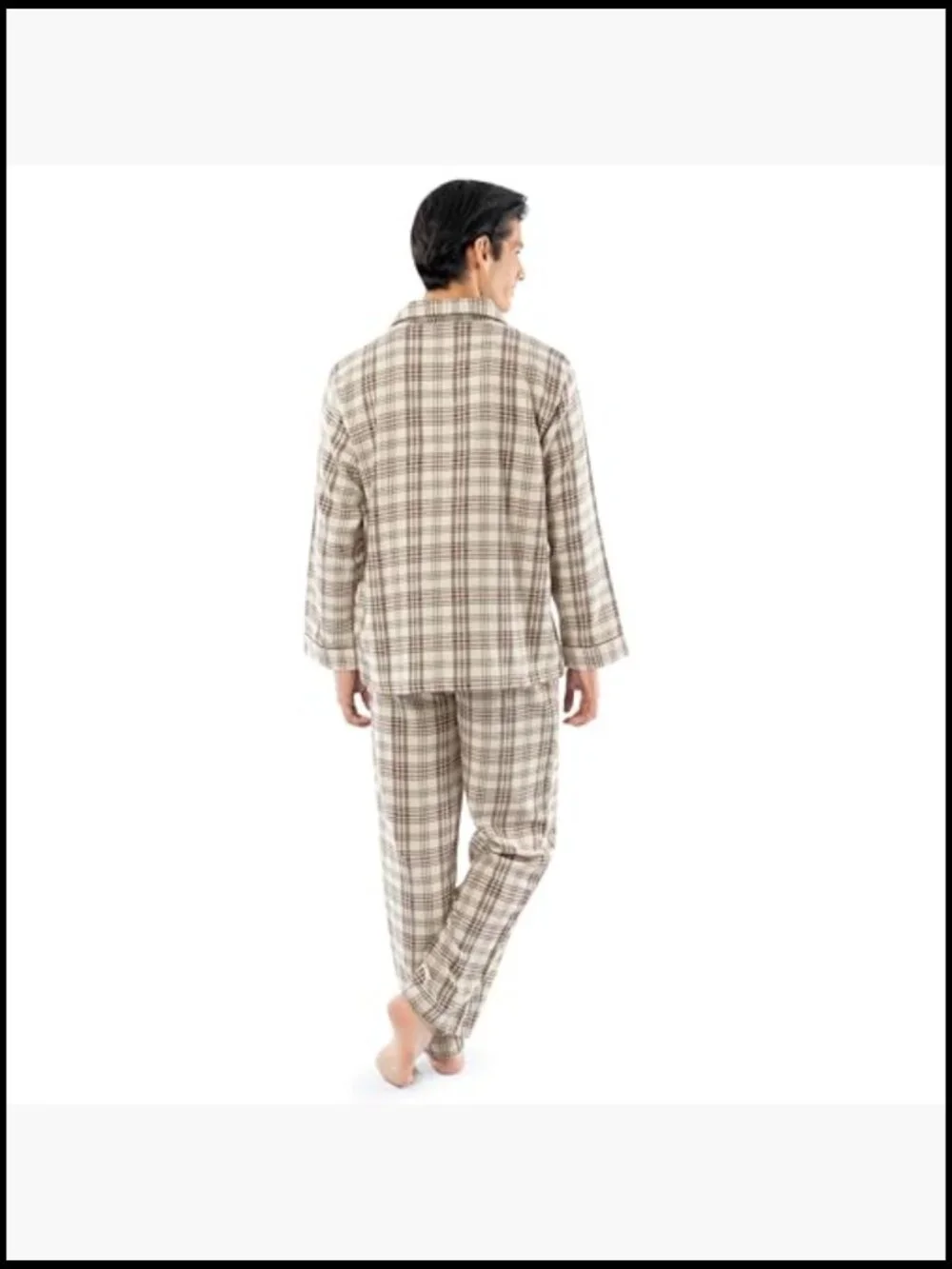 Flannel Pajama Sleep Set with Button Shirt and Drawstring Pants